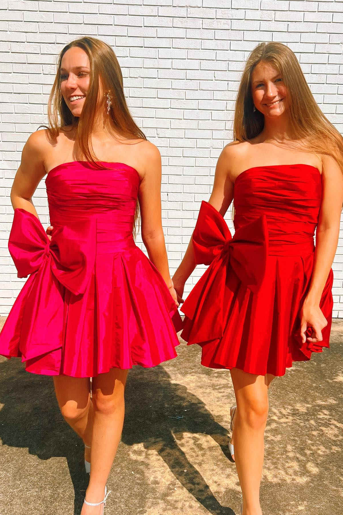 Fern |A-Line Strapless Pleated Party Dress with Bow - Homecoming Dress - DYAVOR®