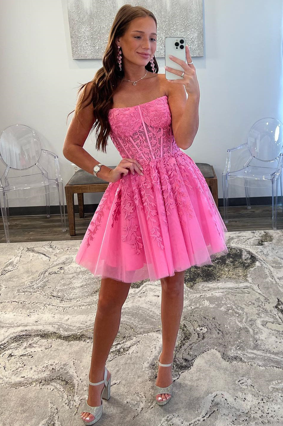 Petunia |A-Line Tulle Lace Homecoming Dress with Appliques - Homecoming Dress - DYAVOR®