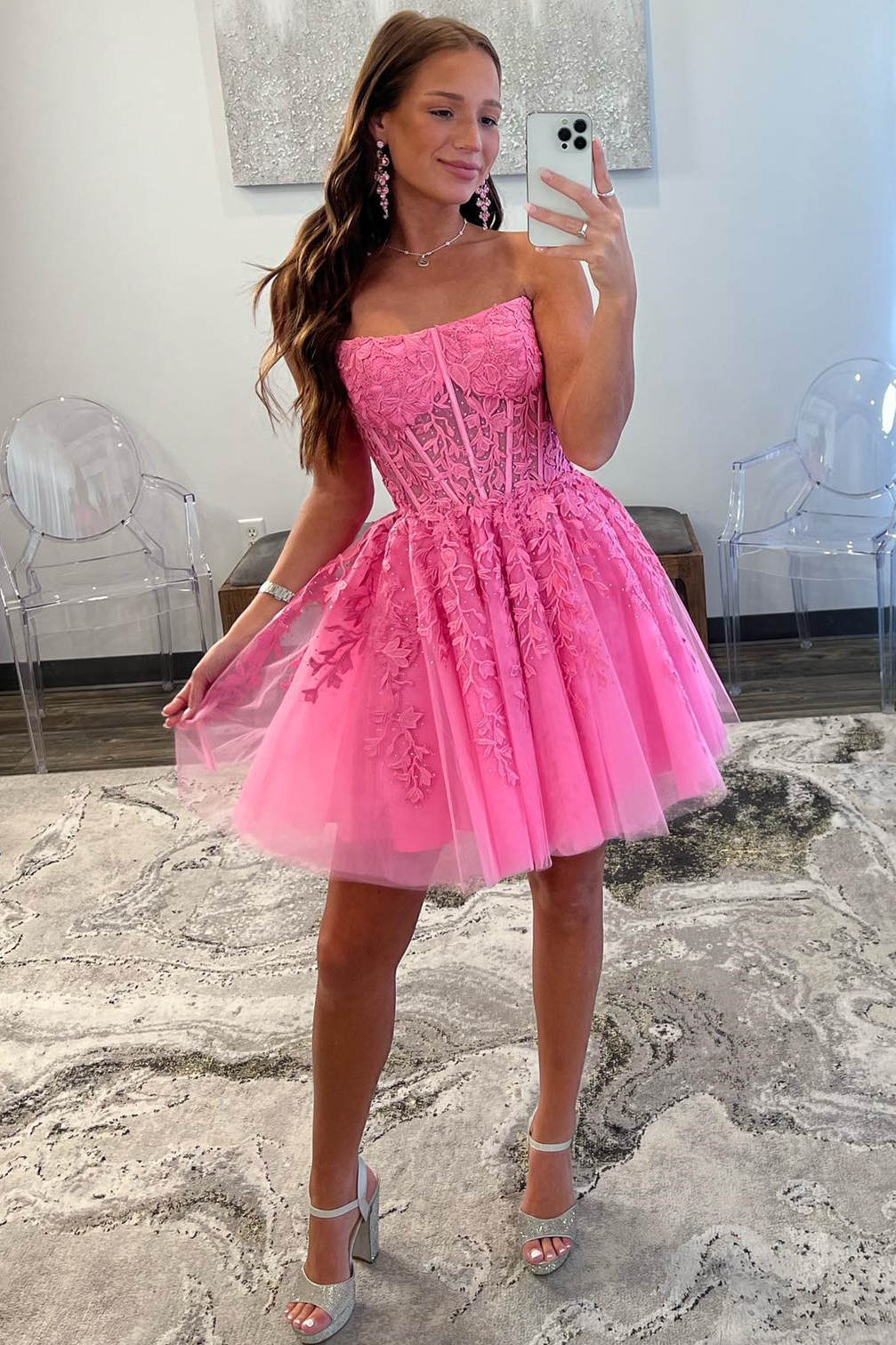 Petunia |A-Line Tulle Lace Homecoming Dress with Appliques - Homecoming Dress - DYAVOR®