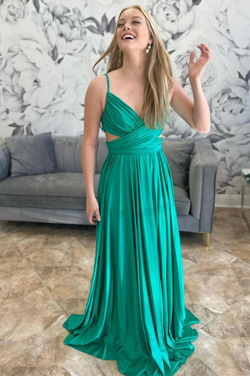 Angelique | Emerald Green Pleated A-Line Formal Dress - Prom Dress - DYAVOR®