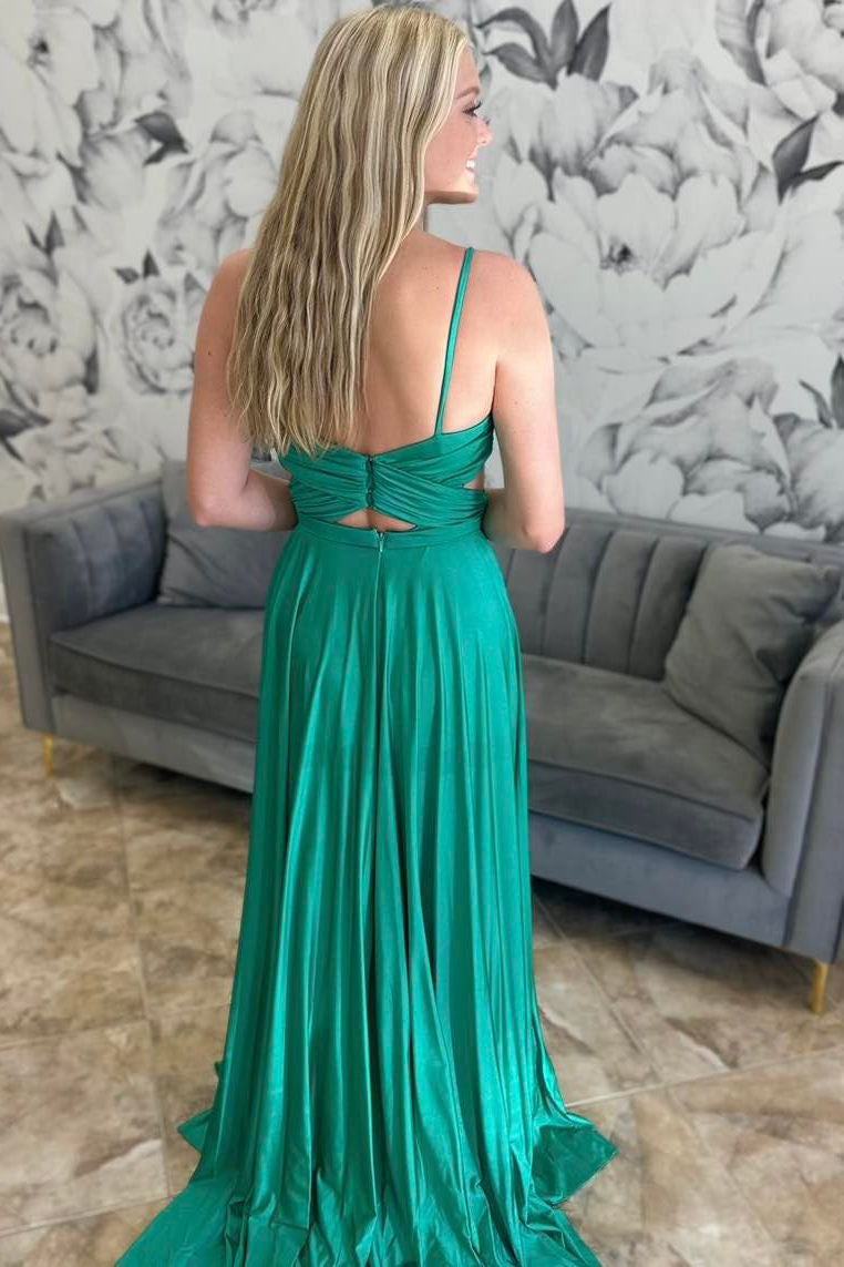 Angelique | Emerald Green Pleated A-Line Formal Dress - Prom Dress - DYAVOR®