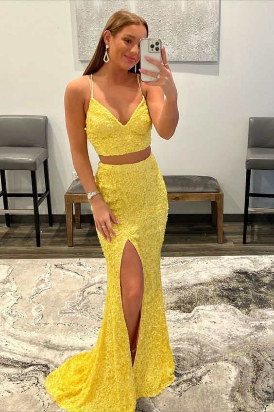 Briana |Two Piece Mermaid Sequins Prom Dress with Slit - prom dress - DYAVOR®