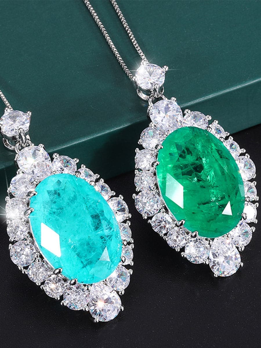 Faux Paraiba Egg-Shaped Luxury Pendant Necklace MSN110807 - Apparel & Accessories - DYAVOR®