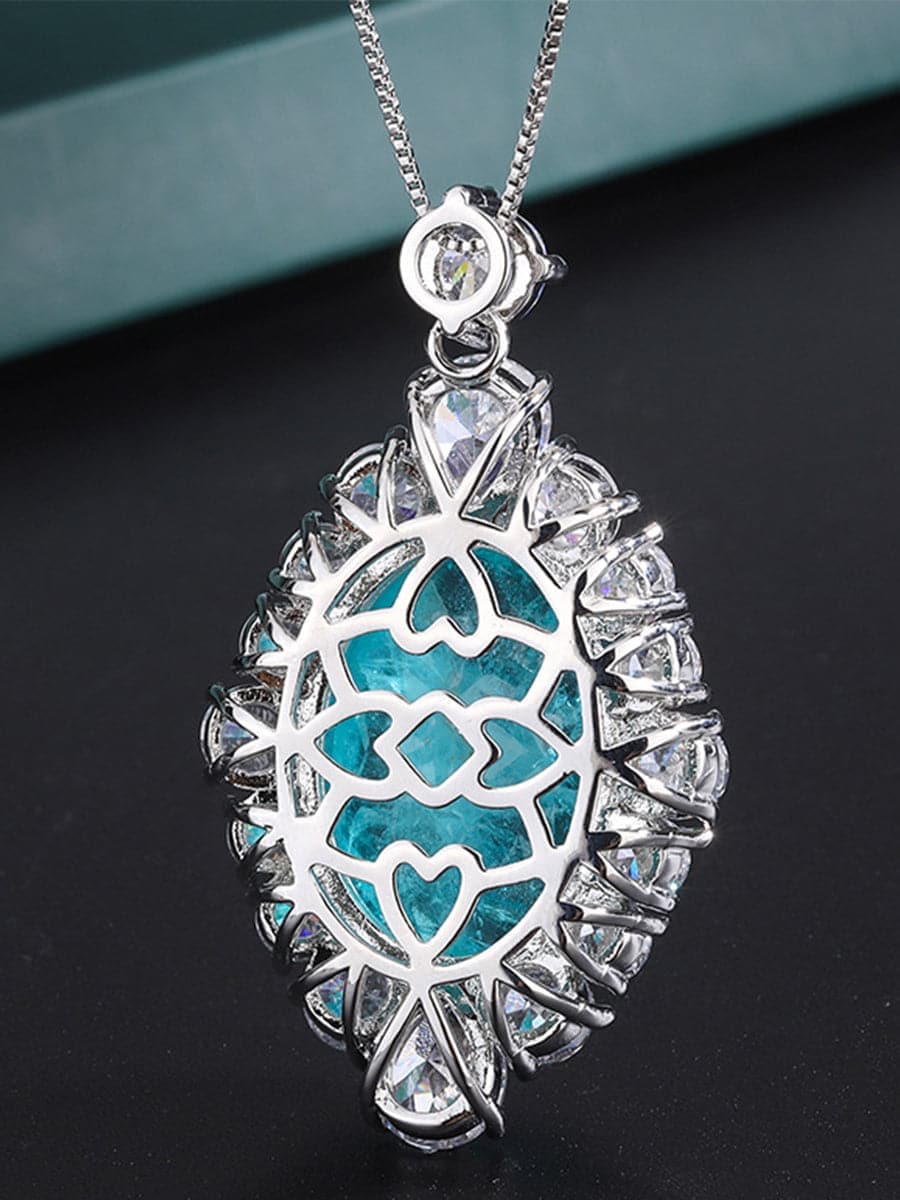Faux Paraiba Egg-Shaped Luxury Pendant Necklace MSN110807 - Apparel & Accessories - DYAVOR®