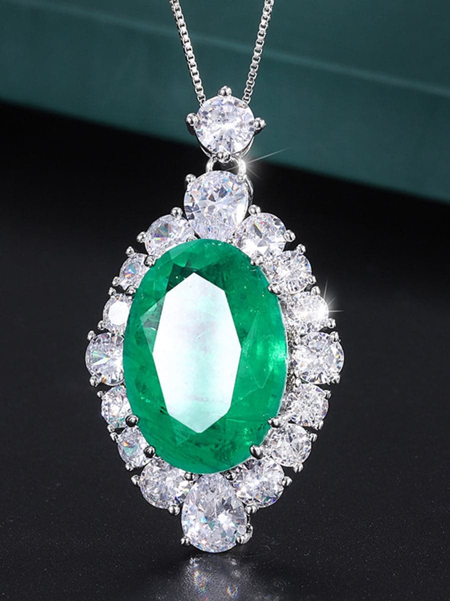 Faux Paraiba Egg-Shaped Luxury Pendant Necklace MSN110807 - Apparel & Accessories - DYAVOR®