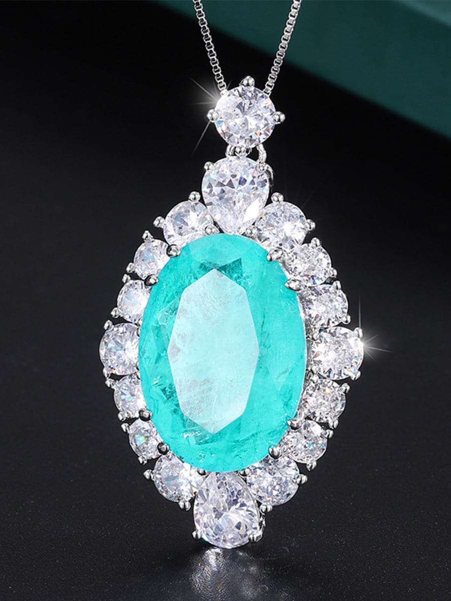 Faux Paraiba Egg-Shaped Luxury Pendant Necklace MSN110807 - Apparel & Accessories - DYAVOR®