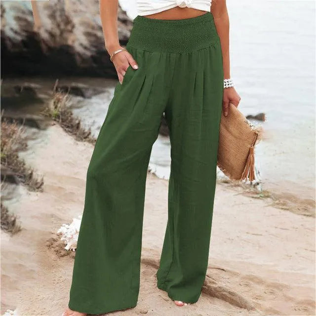 Women's Summer Pants - Casual Chic - Cotton and Linen Blend - Ideal for Summer Occasions - 05/112024 1 - DYAVOR®