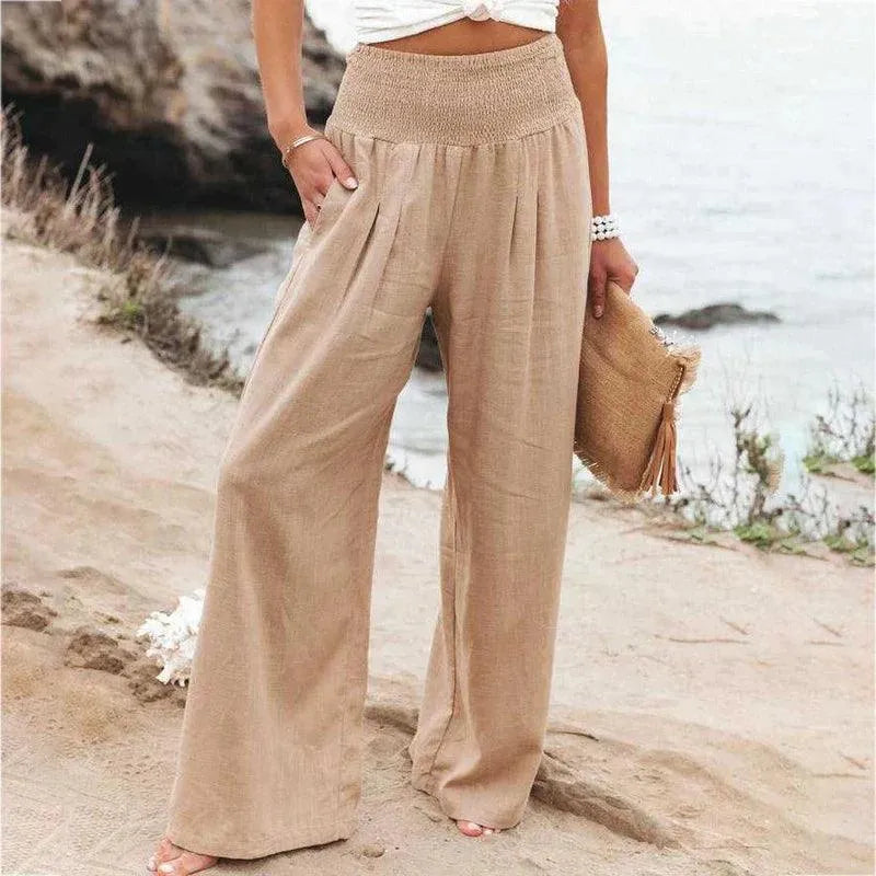 Women's Summer Pants - Casual Chic - Cotton and Linen Blend - Ideal for Summer Occasions - 05/112024 1 - DYAVOR®