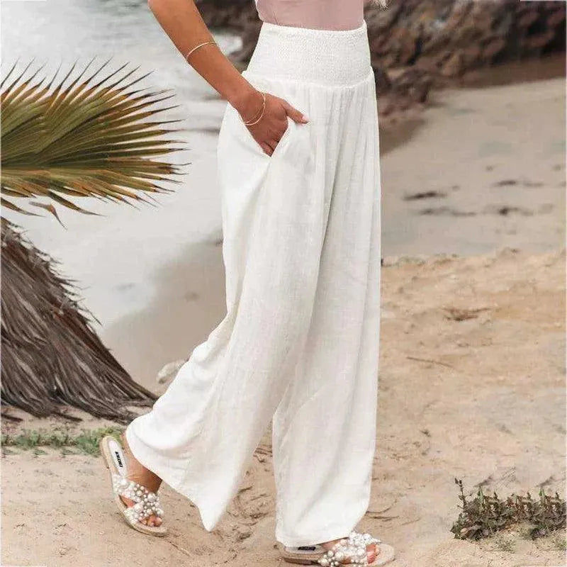 Women's Summer Pants - Casual Chic - Cotton and Linen Blend - Ideal for Summer Occasions - 05/112024 1 - DYAVOR®