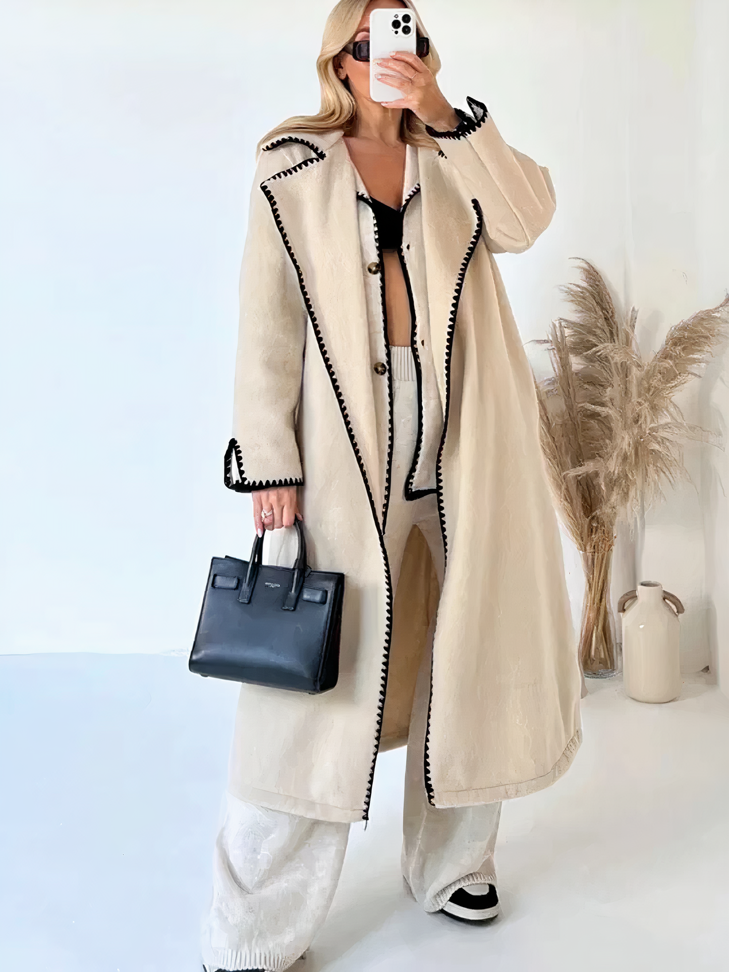 Long, loose women's coat with lapels - Gracie - 26/102024 1 - DYAVOR®