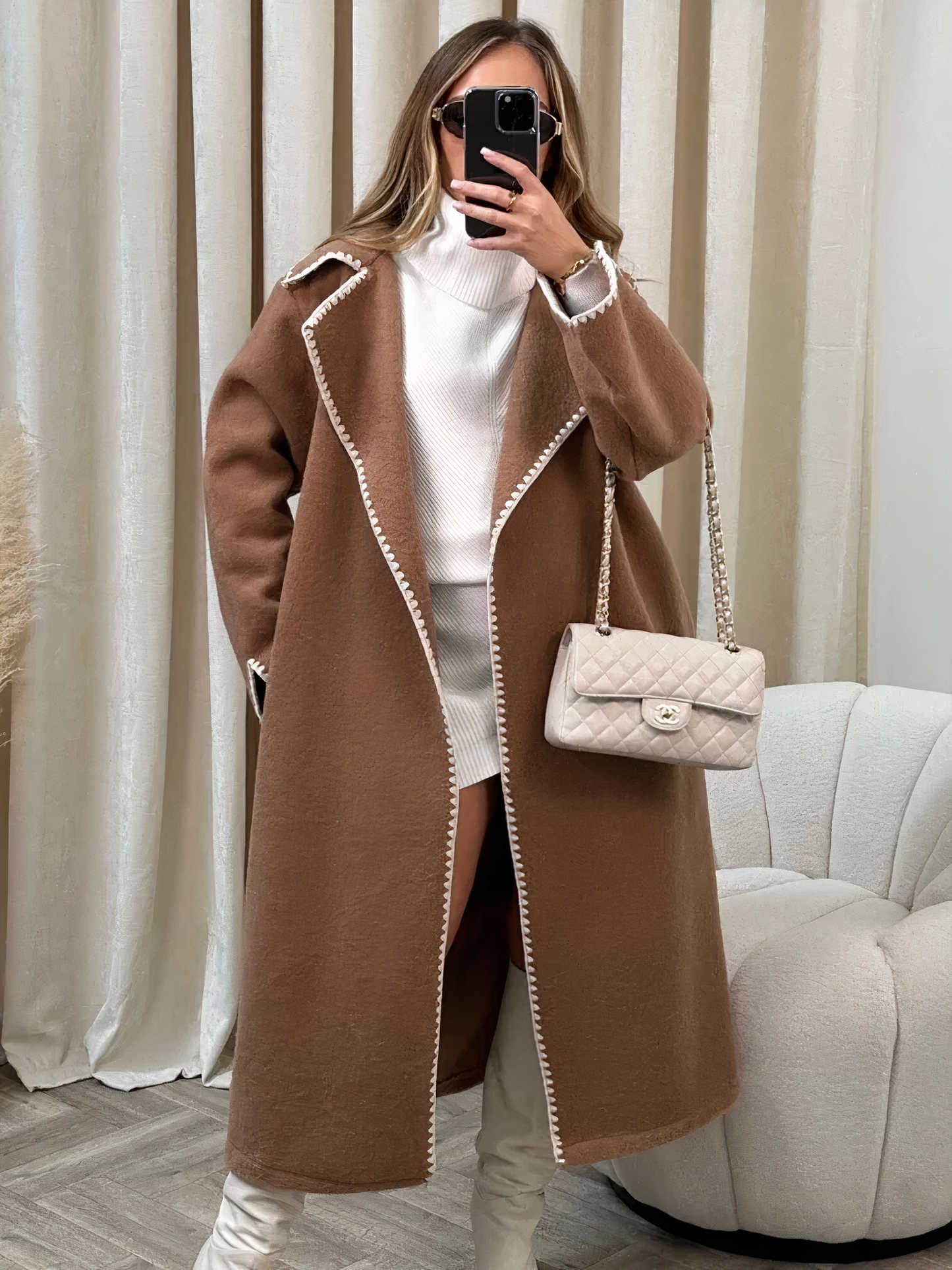 Long, loose women's coat with lapels - Gracie - 26/102024 1 - DYAVOR®