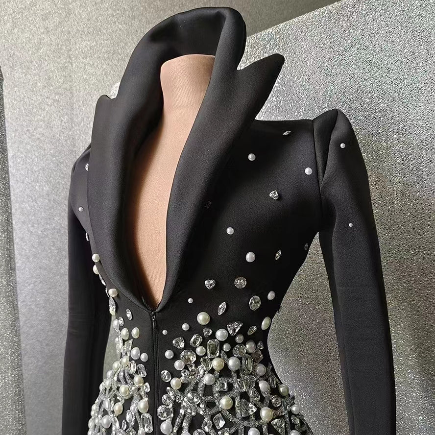 Handmade Crystal Pearls Beaded Blazer - Blazers - DYAVOR®