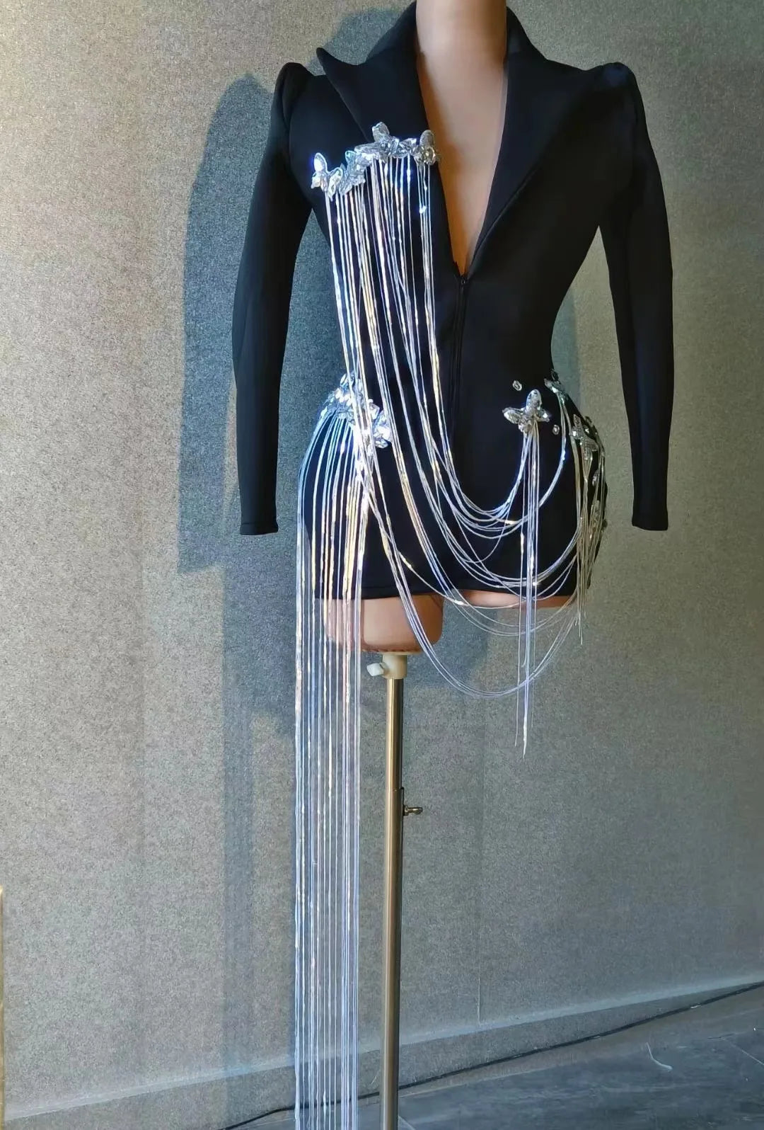 Handmade Crystal Sequined Fringes Blazer - Blazers - DYAVOR®