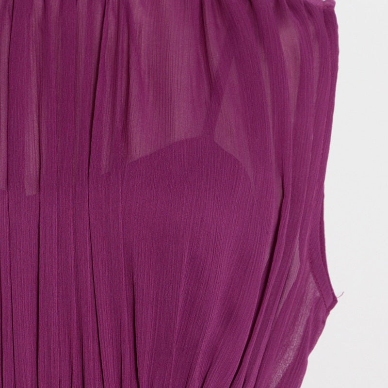 Long Chiffon Dress With Gathers - - DYAVOR®