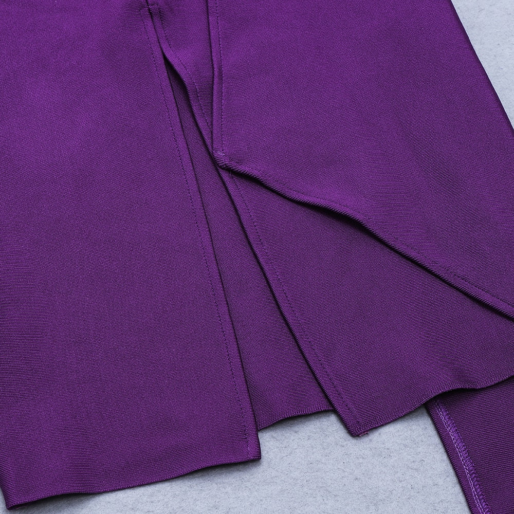 Black and Purple Bodycon Midi Dress - - DYAVOR®