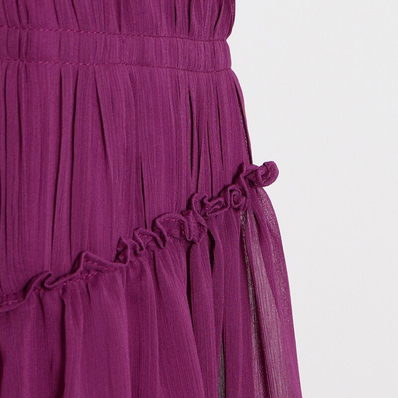 Long Chiffon Dress With Gathers - - DYAVOR®
