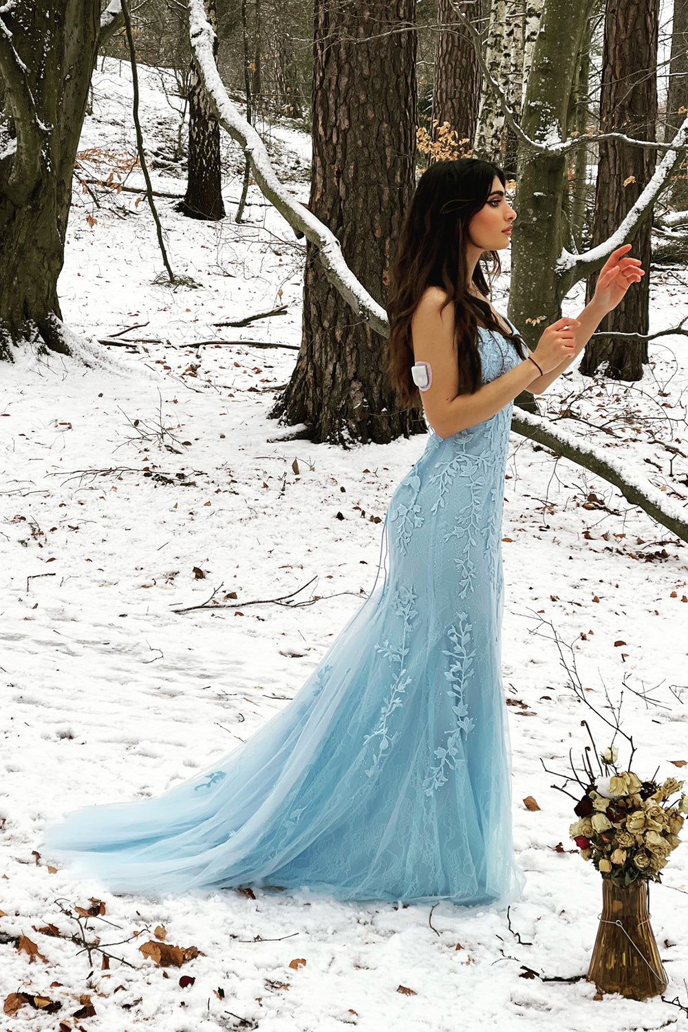 Blue Mermaid Spaghetti Straps Criss Cross Back Long Prom Dress - Prom Dress - DYAVOR®