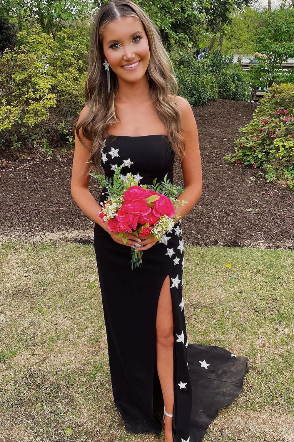 Charli |Sheath Strapless Satin Prom Dress with Slit - Prom Dress - DYAVOR®