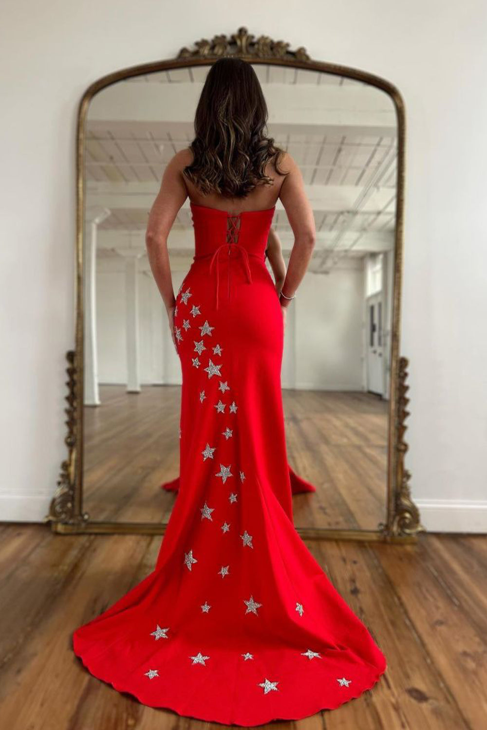 Charli |Sheath Strapless Satin Prom Dress with Slit - Prom Dress - DYAVOR®
