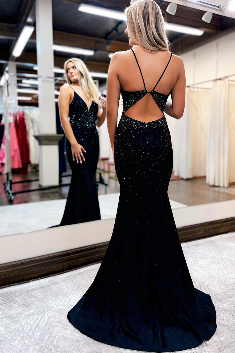 Deborah |Mermaid Spaghetti Straps Beaded Satin Prom Dress - Prom Dress - DYAVOR®