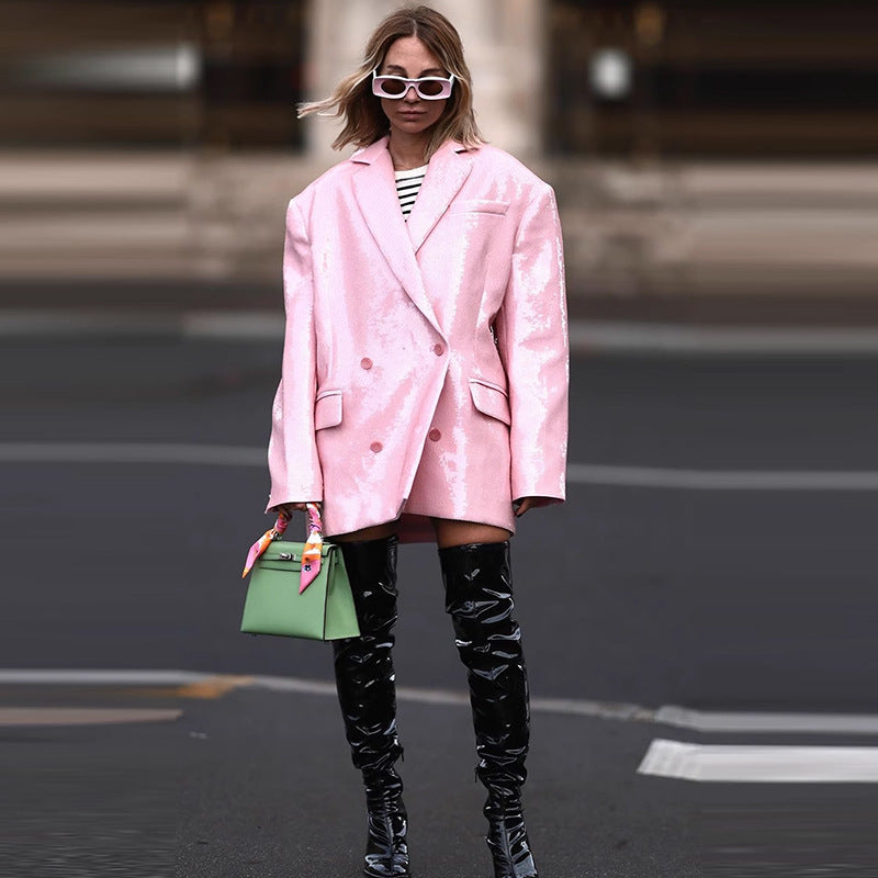 Autumn Sequin Pink Blazer - Blazers - DYAVOR®