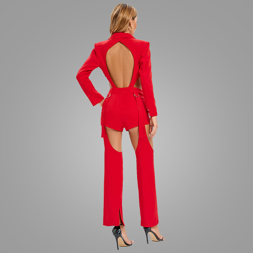 Backless Blazer Cut Out Pants Suits - Pants Sets - DYAVOR®