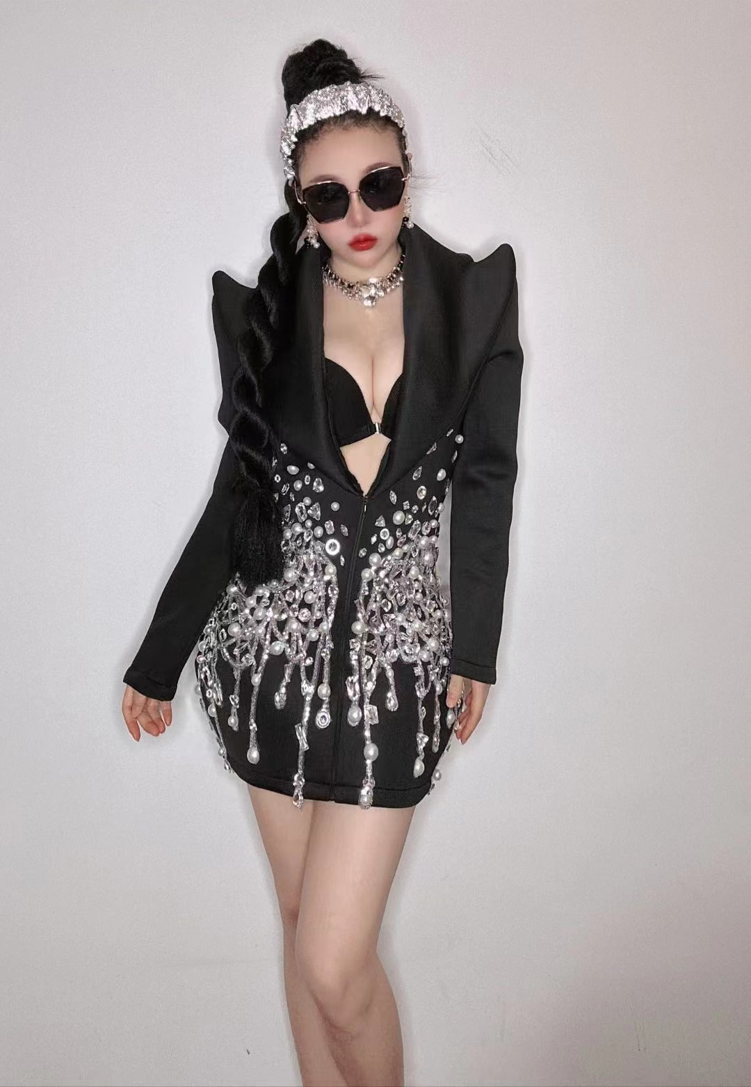 Handmade Crystal Pearls Beaded Blazer - Blazers - DYAVOR®