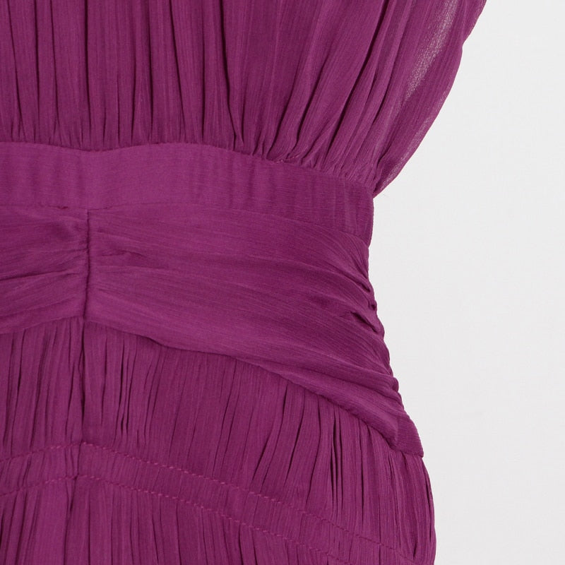Long Chiffon Dress With Gathers - - DYAVOR®