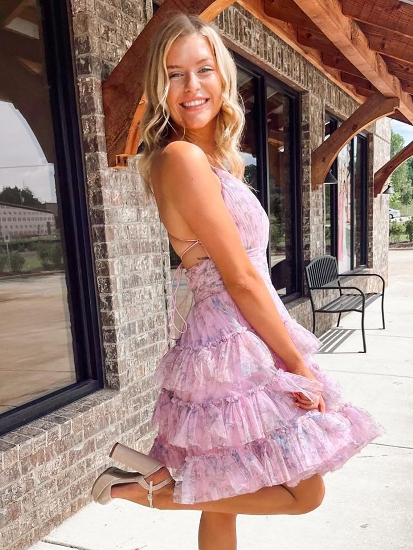 Beryl |A-Line V Neck Tiered Pinted Homecoming Dress - Homecoming Dress - DYAVOR®