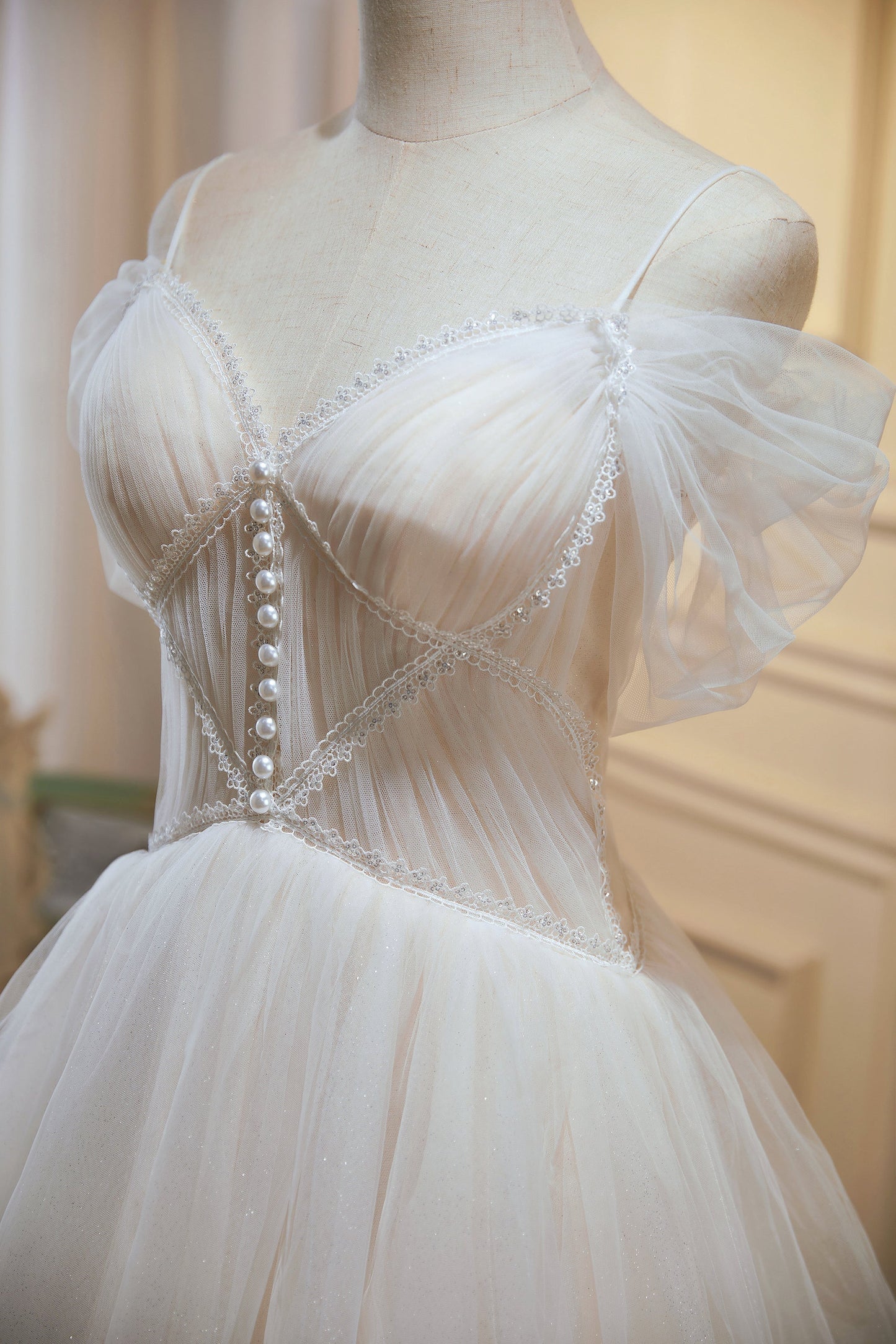 Sama |Ivory A-line V Neck Tulle Homecoming Dresses - Homecoming Dress - DYAVOR®