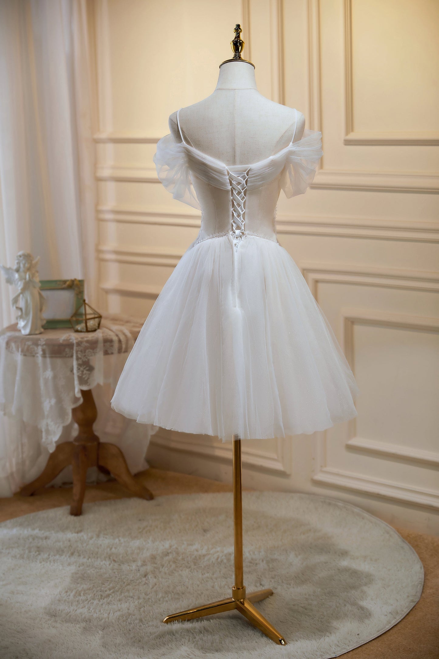 Sama |Ivory A-line V Neck Tulle Homecoming Dresses - Homecoming Dress - DYAVOR®