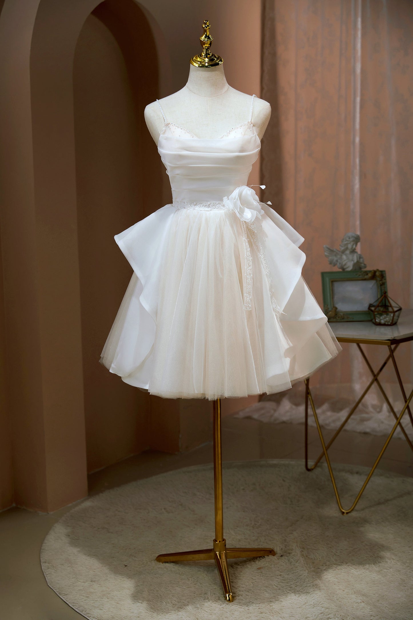 Payton |A-line Spaghetti Straps Beading Tulle Homecoming Dresses - Homecoming Dress - DYAVOR®