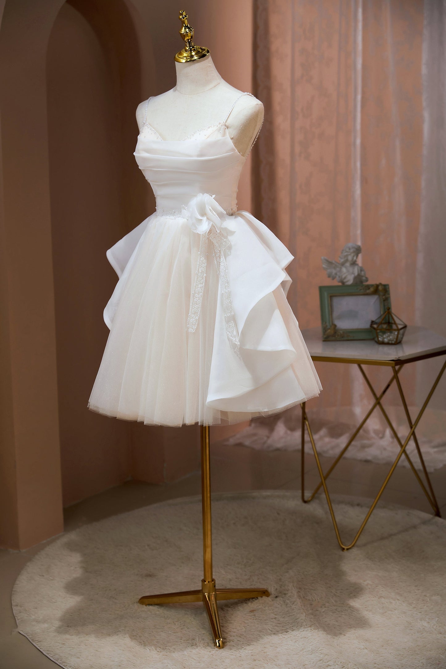 Payton |A-line Spaghetti Straps Beading Tulle Homecoming Dresses - Homecoming Dress - DYAVOR®