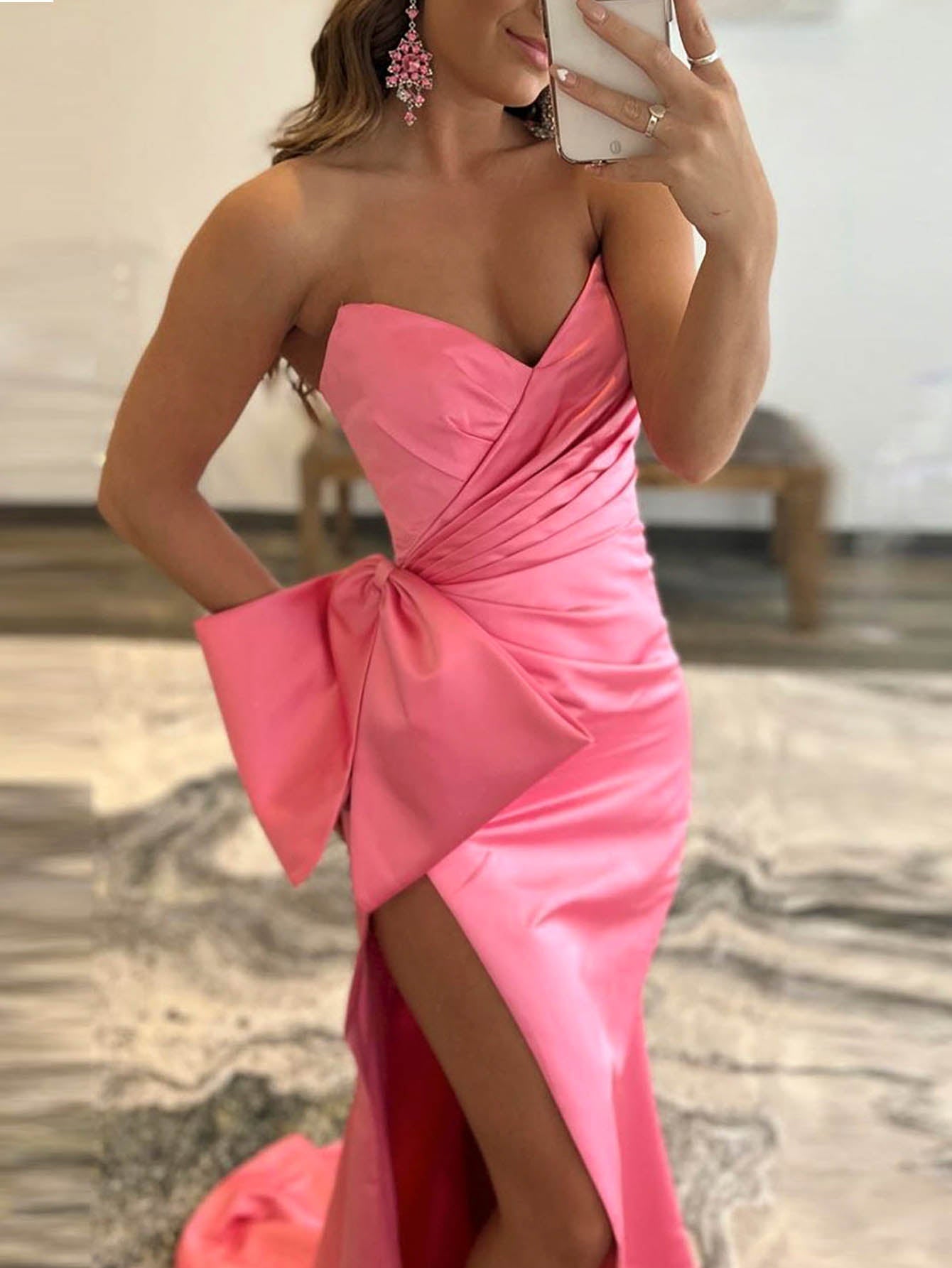 Bexley |Mermaid Strapless Long Satin Prom Dress with bow tie - Prom Dress - DYAVOR®