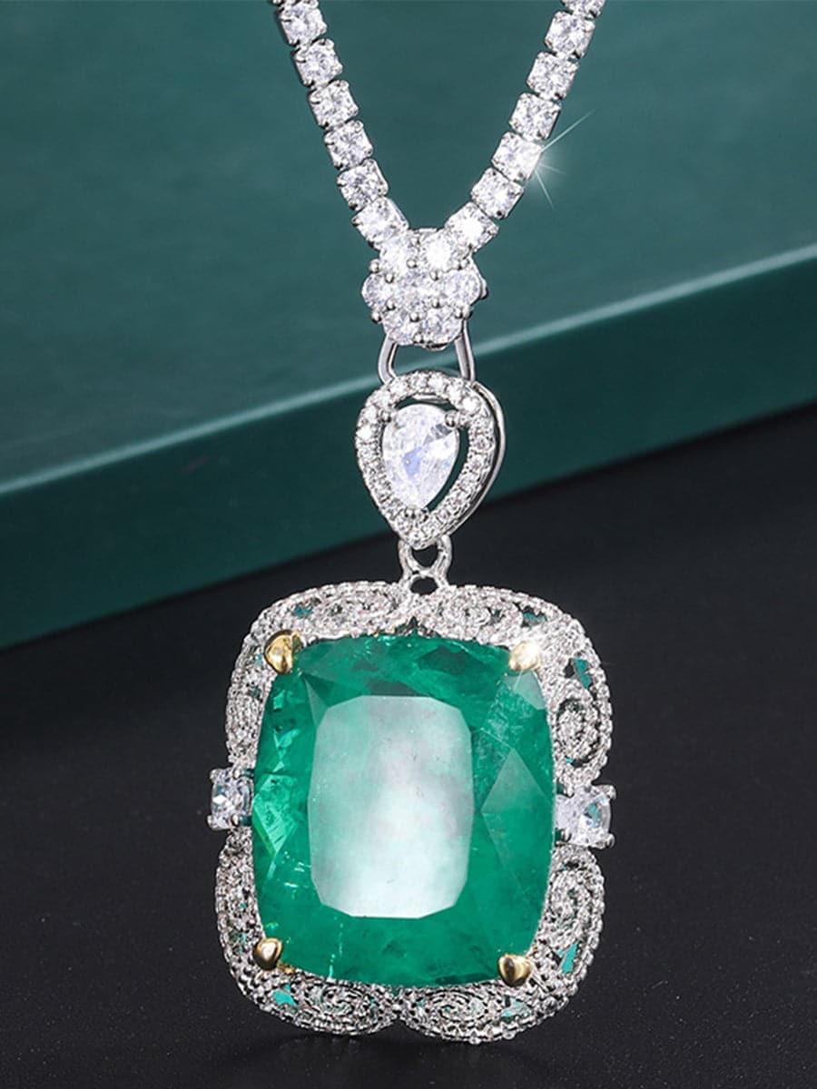 Luxury Faux Emerald Zircon Pendant Necklace MSN110803 - Apparel & Accessories - DYAVOR®