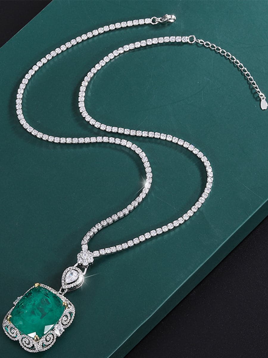 Luxury Faux Emerald Zircon Pendant Necklace MSN110803 - Apparel & Accessories - DYAVOR®
