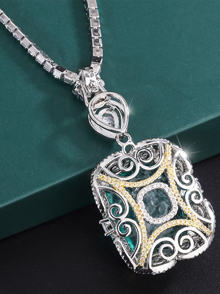 Luxury Faux Emerald Zircon Pendant Necklace MSN110803 - Apparel & Accessories - DYAVOR®