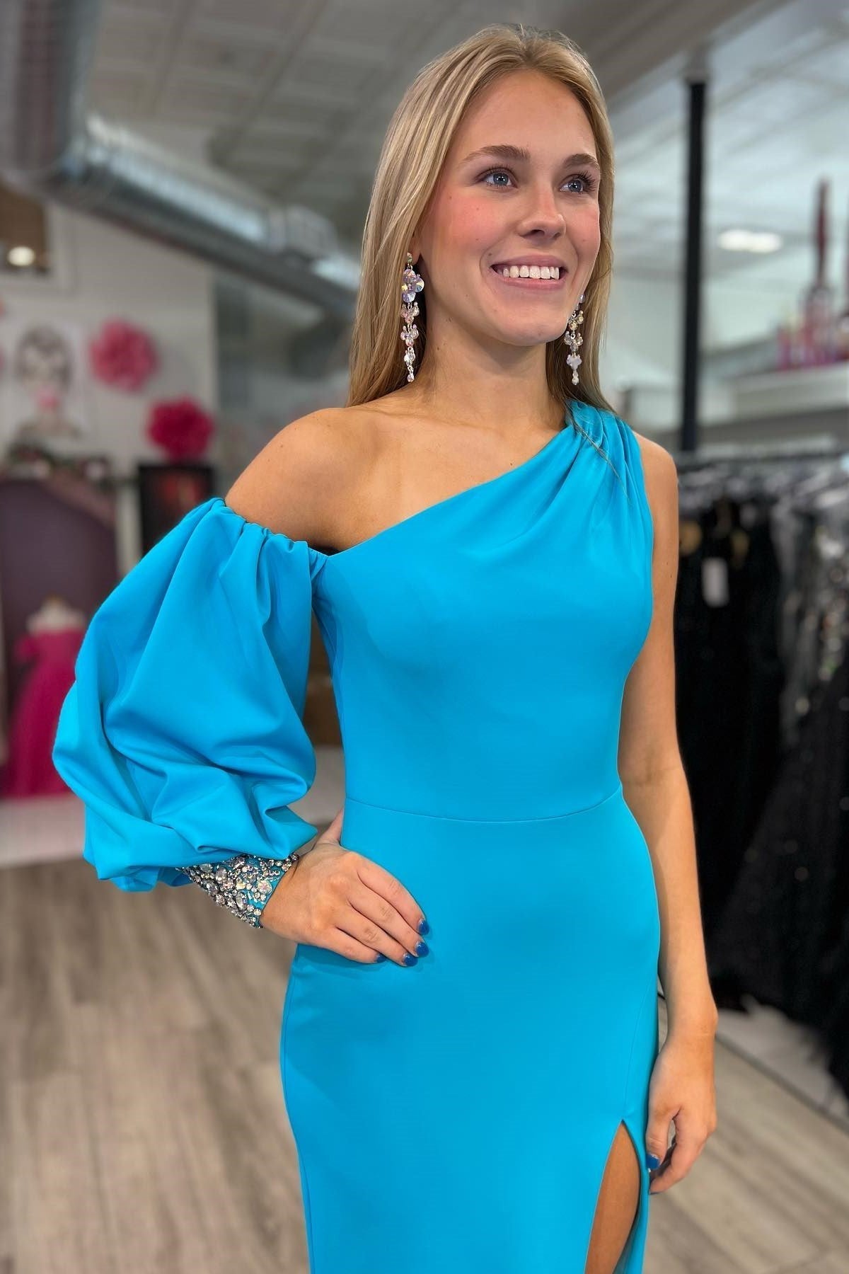 Asymmetrical Cobalt Blue Mermaid Long Formal Dress with Slit - Prom Dress - DYAVOR®
