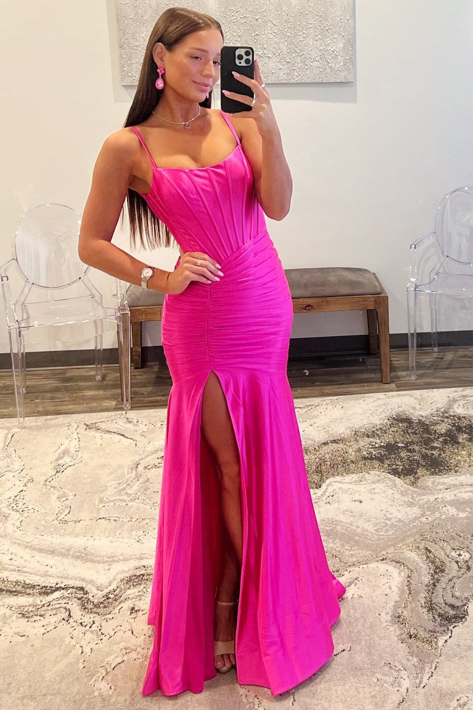 Addilynn| Mermaid Scoop Neck Satin Prom Dress with Slit - Prom Dress - DYAVOR®