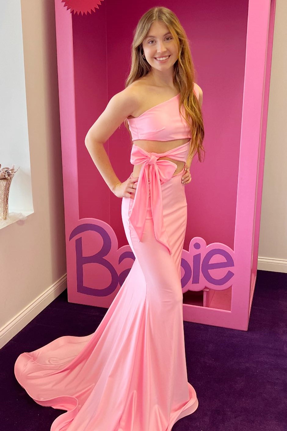 Melanie | Pink One-Shoulder Cutout Trumpet Long Prom Dress - Prom Dress - DYAVOR®