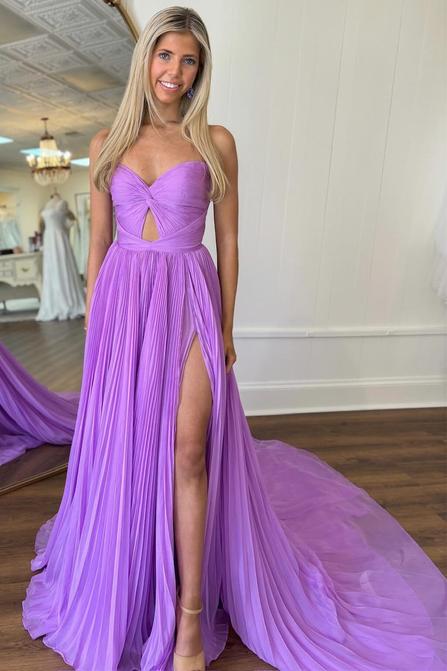 Hot Pink Strapless Keyhole Pleated A-Line Prom Dress - Prom Dress - DYAVOR®