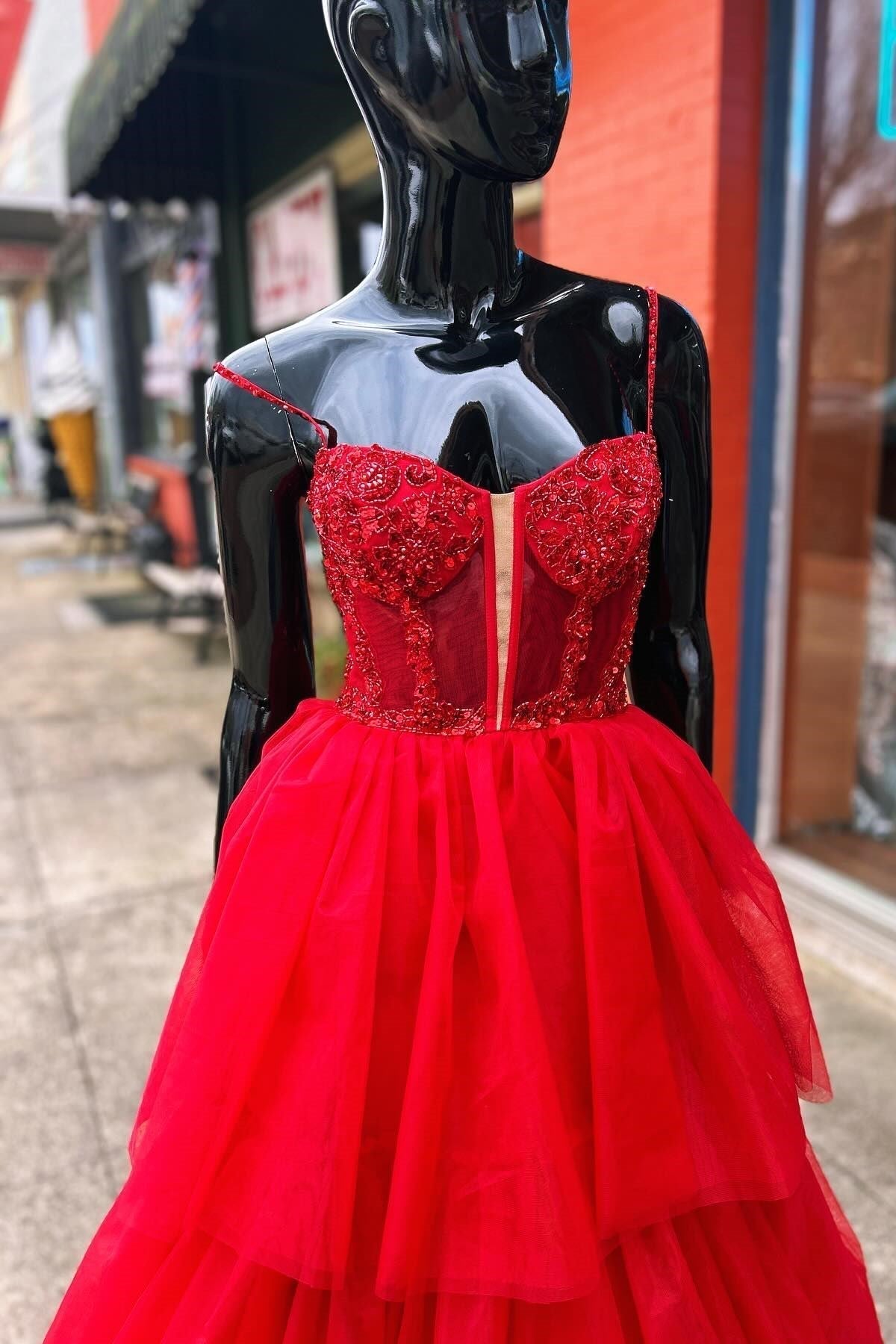 Tiered Ruffle Sequin-Embroidery Corset Long Prom Gown - Prom Dress - DYAVOR®