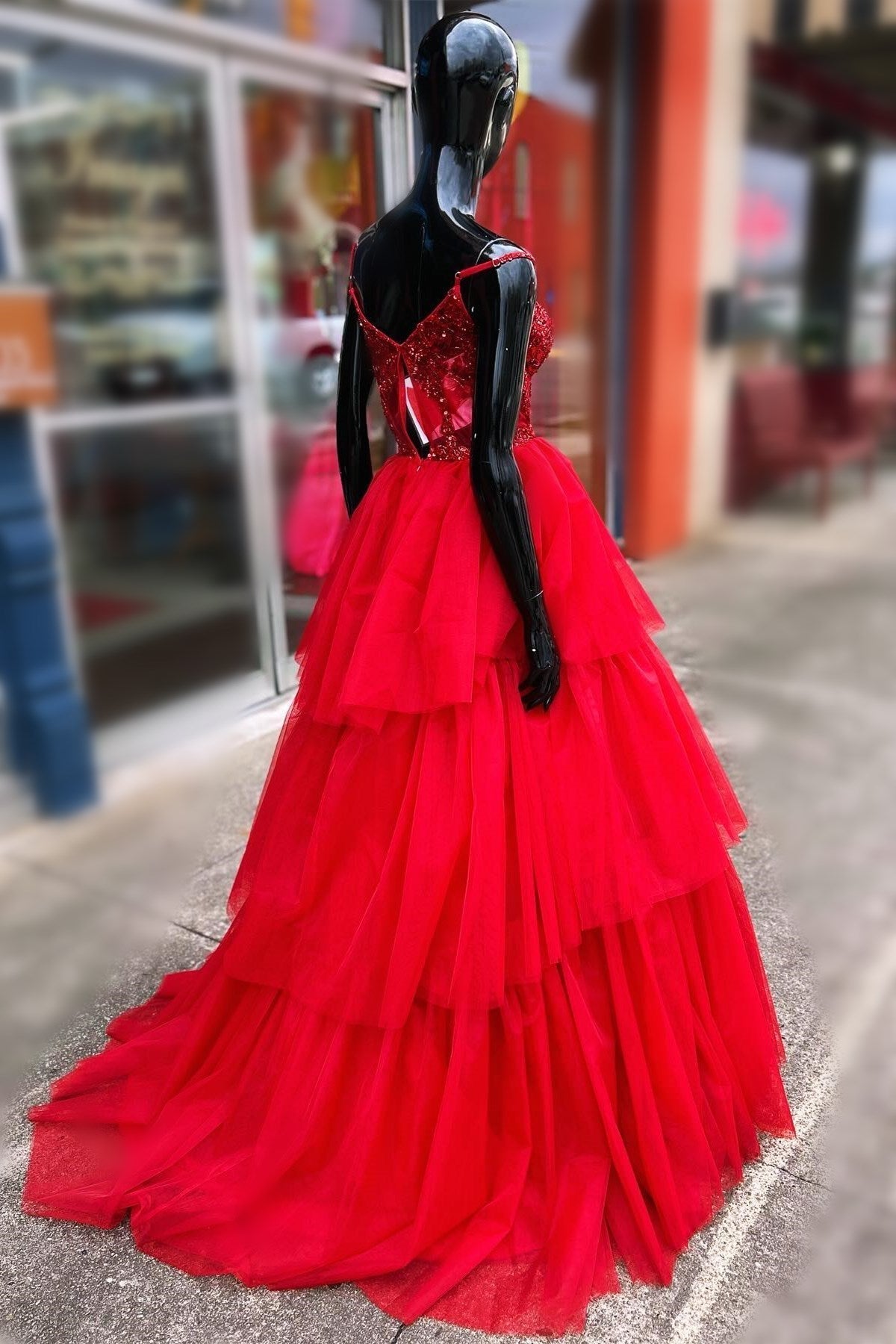 Tiered Ruffle Sequin-Embroidery Corset Long Prom Gown - Prom Dress - DYAVOR®