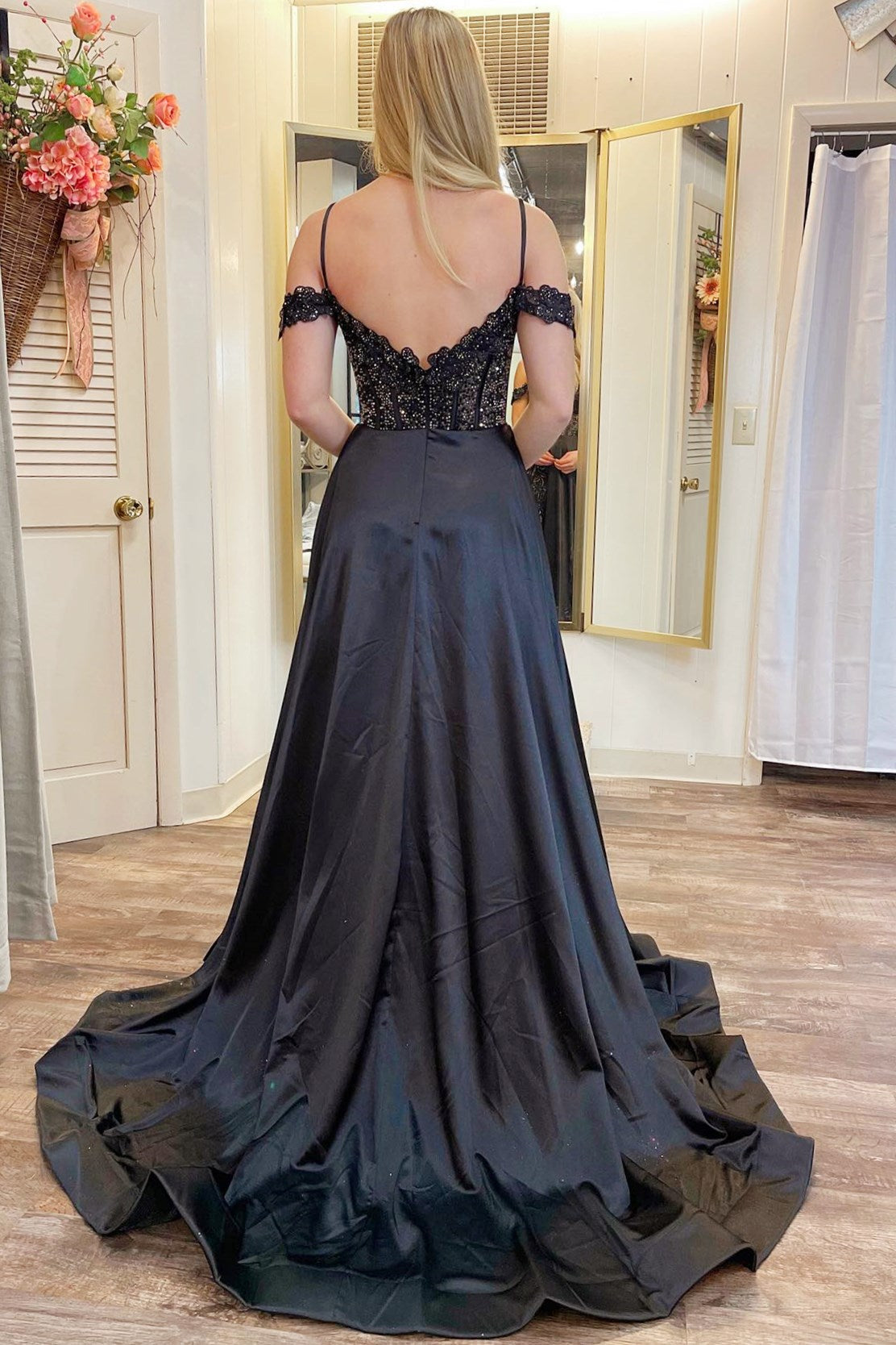 Cold-Shoulder Beaded A-Line Formal Dress with Slit - Prom Dress - DYAVOR®