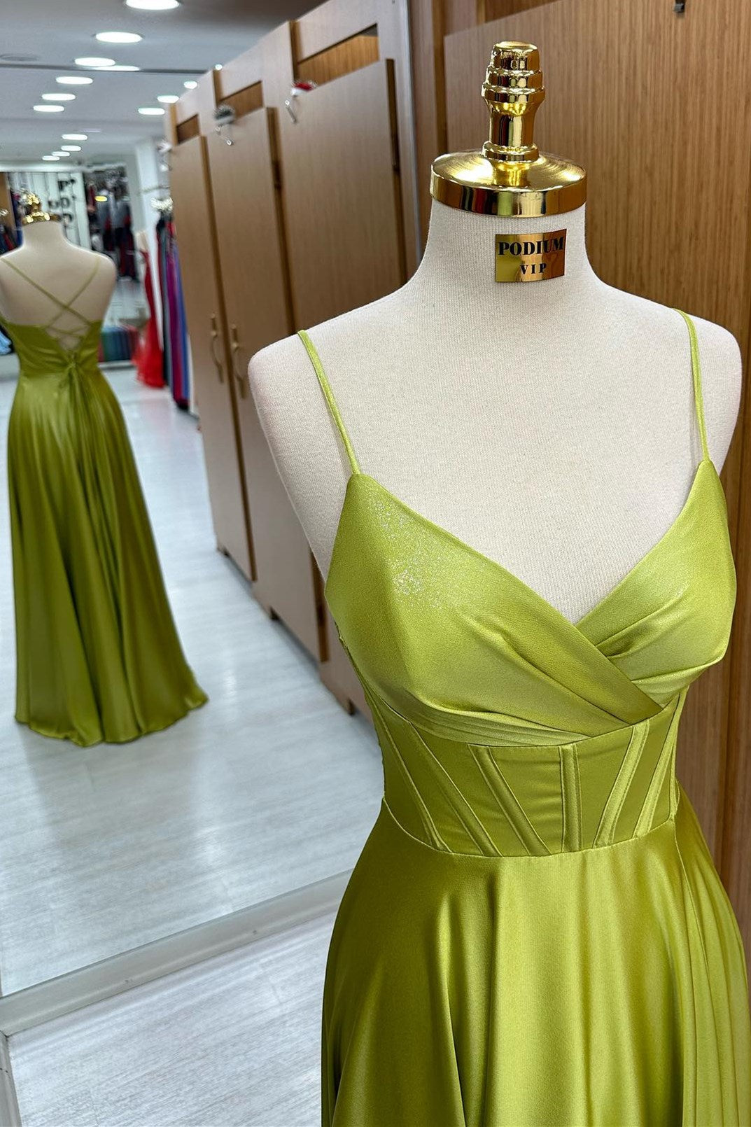 Olive Green Corset Lace-Up A-Line Long Formal Dress - Prom Dresses - DYAVOR®