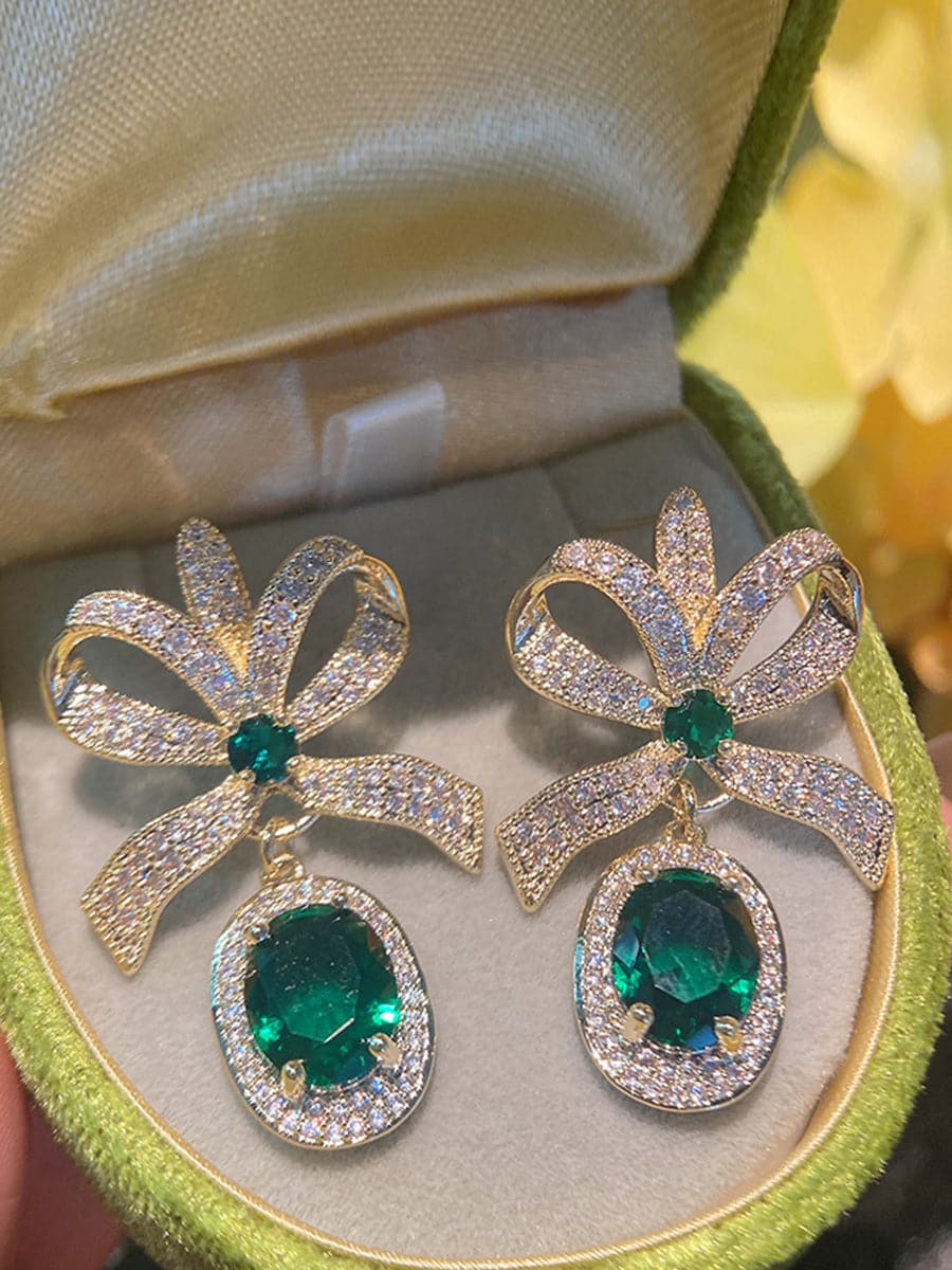 Zircon Bow Earrings MSE033114 - Earrings - DYAVOR®