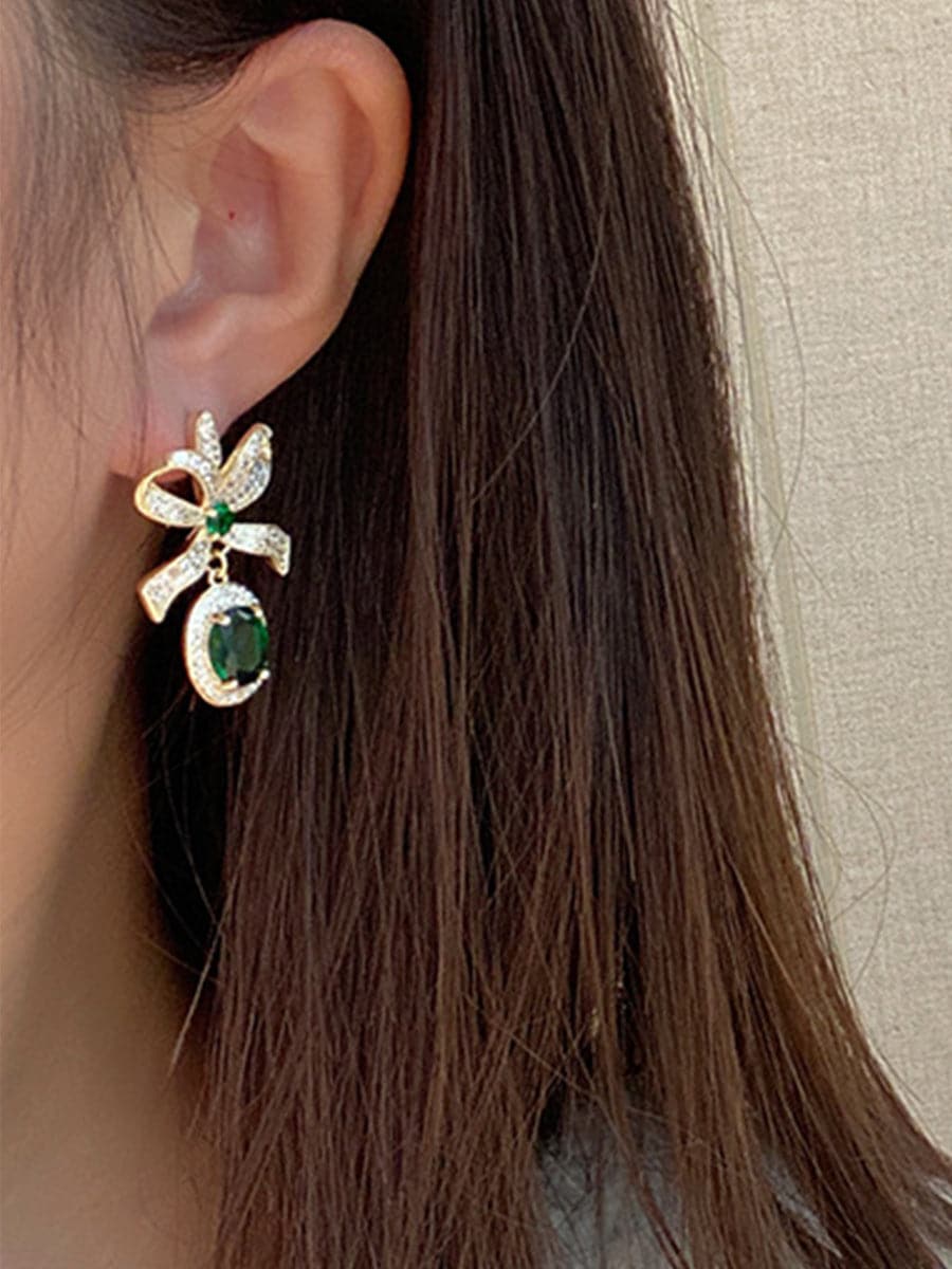 Zircon Bow Earrings MSE033114 - Earrings - DYAVOR®
