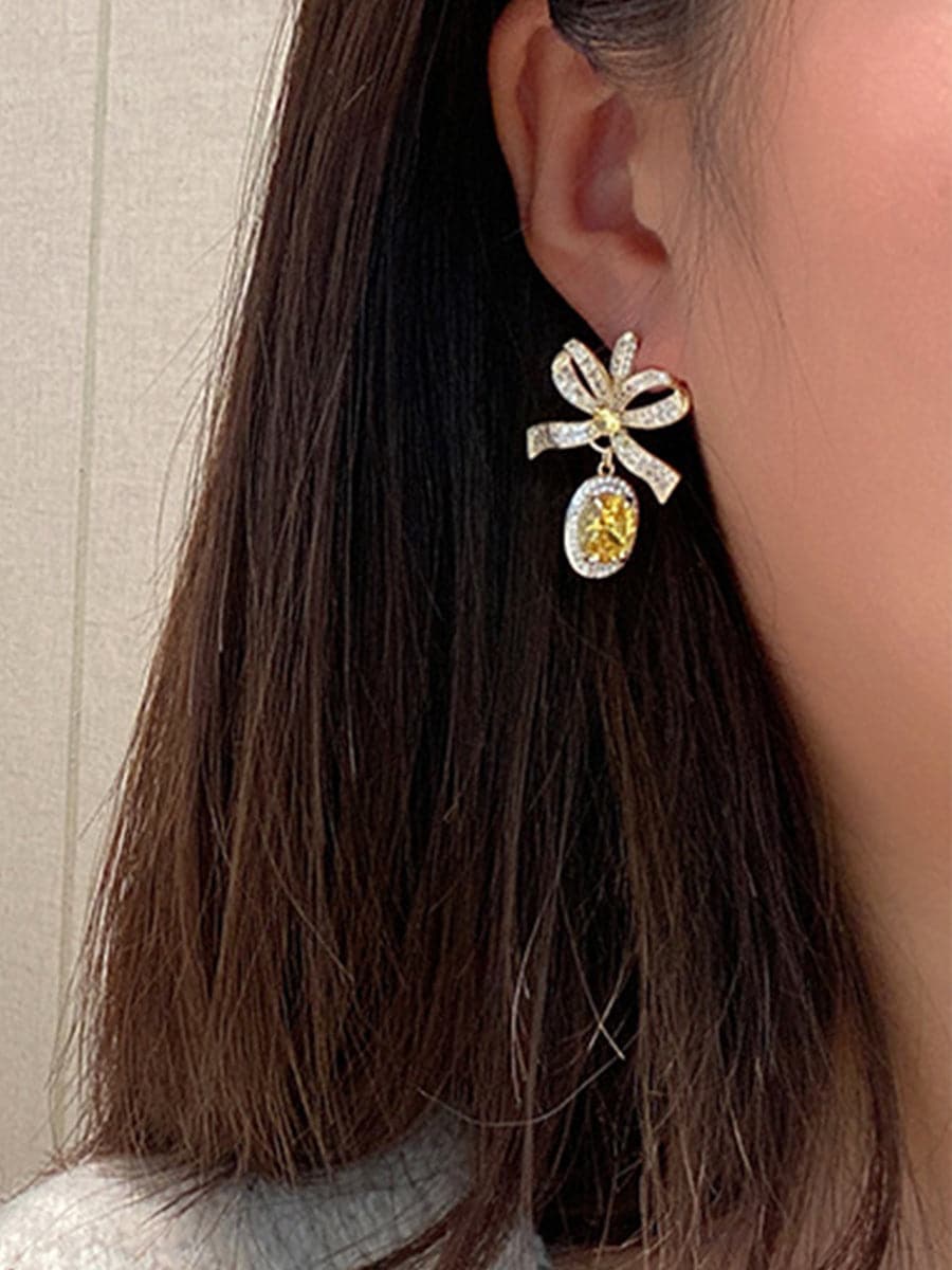 Zircon Bow Earrings MSE033114 - Earrings - DYAVOR®