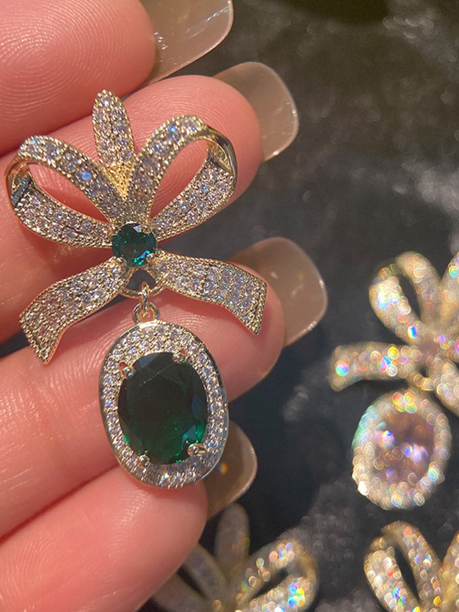 Zircon Bow Earrings MSE033114 - Earrings - DYAVOR®