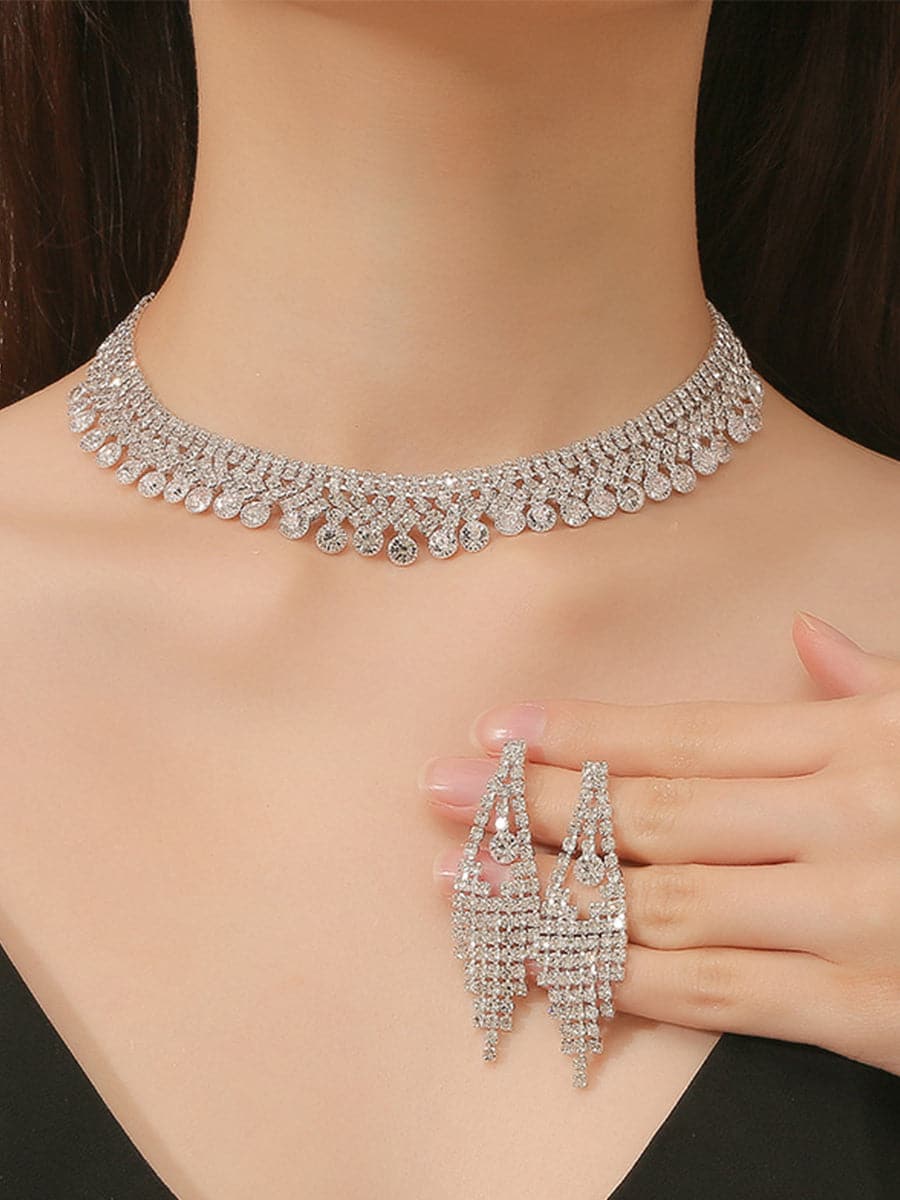 Fashion Rhinestone Necklace Earrings Set MSE033126 - Jewelry Set - DYAVOR®